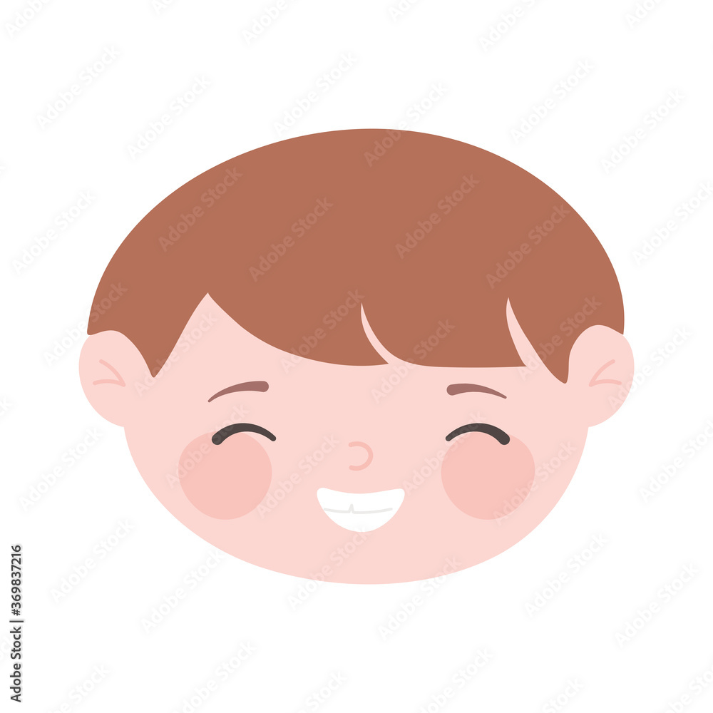 happy face boy close eyes cartoon character isolated icon design white background happy face boy close eyes cartoon character isolated icon design white background