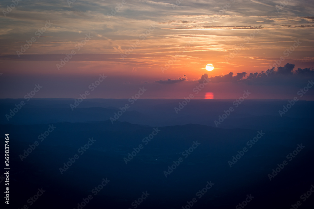 Sunset in Croatia, Mountains and the sea at Opatija