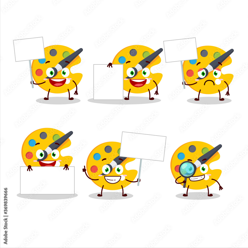 Obraz premium Color palette cartoon character bring information board