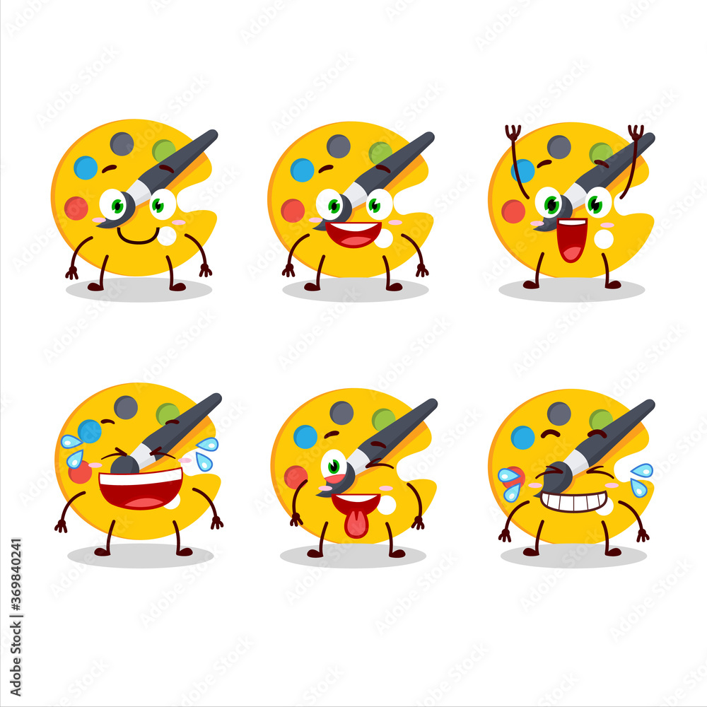 Cartoon character of color palette with smile expression Cartoon character of color palette with smile expression