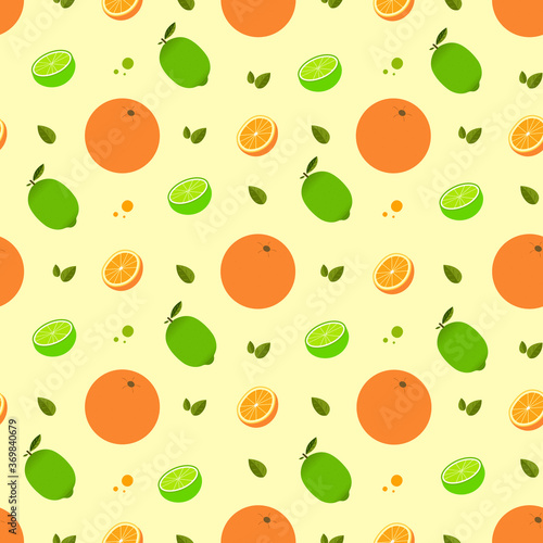 Fototapeta Naklejka Na Ścianę i Meble -  seamless pattern with oranges and lemons