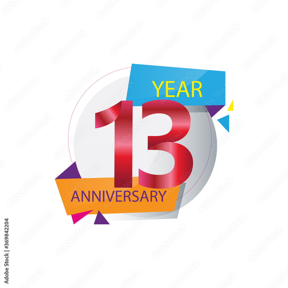 13 Year Anniversary celebration Vector Template Design Illustration 13 Year Anniversary celebration Vector Template Design Illustration