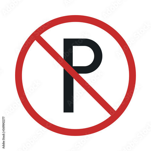 no parking sign in crossed out red circle flat style icon
