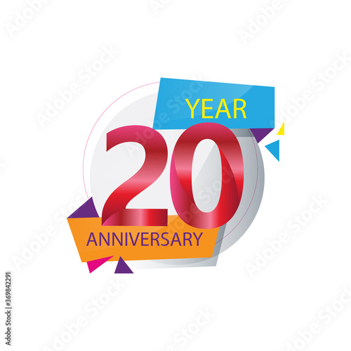 20 Year Anniversary celebration Vector Template Design Illustration