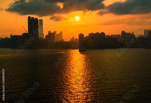 Sunset at Victoria Harbour, Hong Kong  © Betty Rong