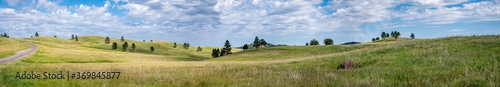 Fotografie, Obraz Panoramic open grassland prairie at Custer State Park in South Dakota, USA