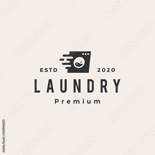 quick fast laundry wash hipster vintage logo vector icon illustration