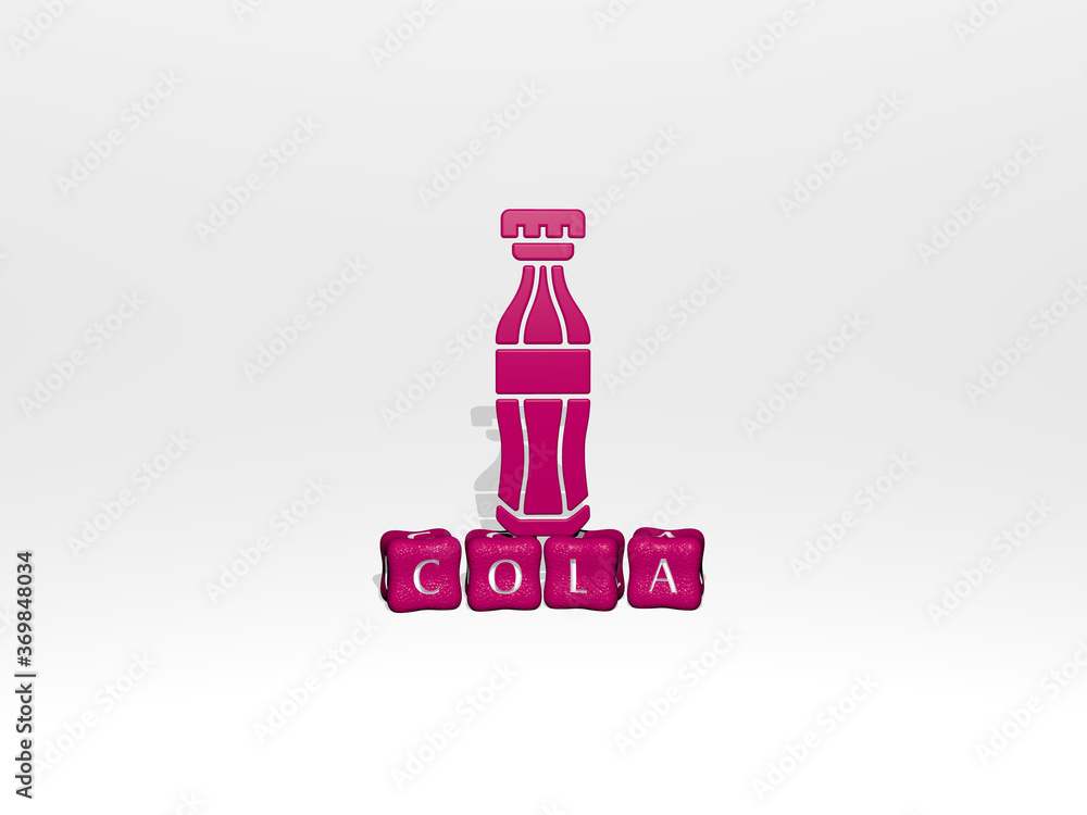 3D graphical image of COLA vertically along with text built by metallic cubic letters from the top perspective, excellent for the concept presentation and slideshows. background and drink 3D graphical image of COLA vertically along with text built by metallic cubic letters from the top perspective, excellent for the concept presentation and slideshows. background and drink