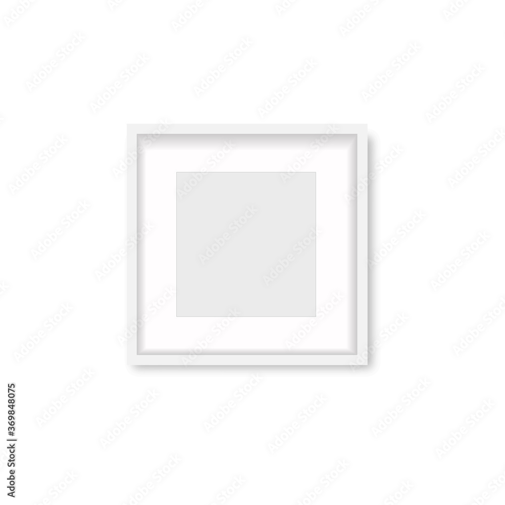 Realistic white wooden photo frame with soft shadow. Vector. Realistic white wooden photo frame with soft shadow. Vector.