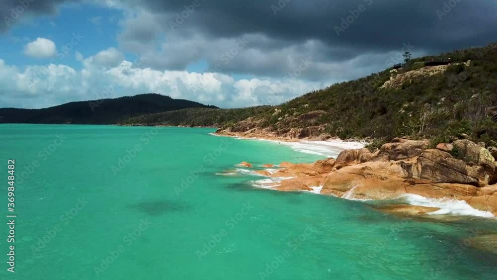 Drone shot of beautiful waters and beach, Whitsundays Drone shot of beautiful waters and beach, Whitsundays