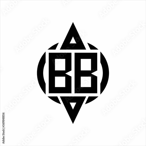 BB Logo with circle rounded combine triangle top and bottom side design template