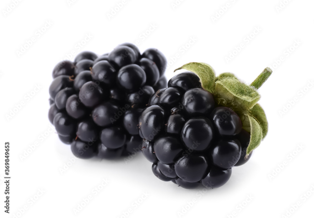 Delicious fresh ripe blackberries isolated on white Delicious fresh ripe blackberries isolated on white