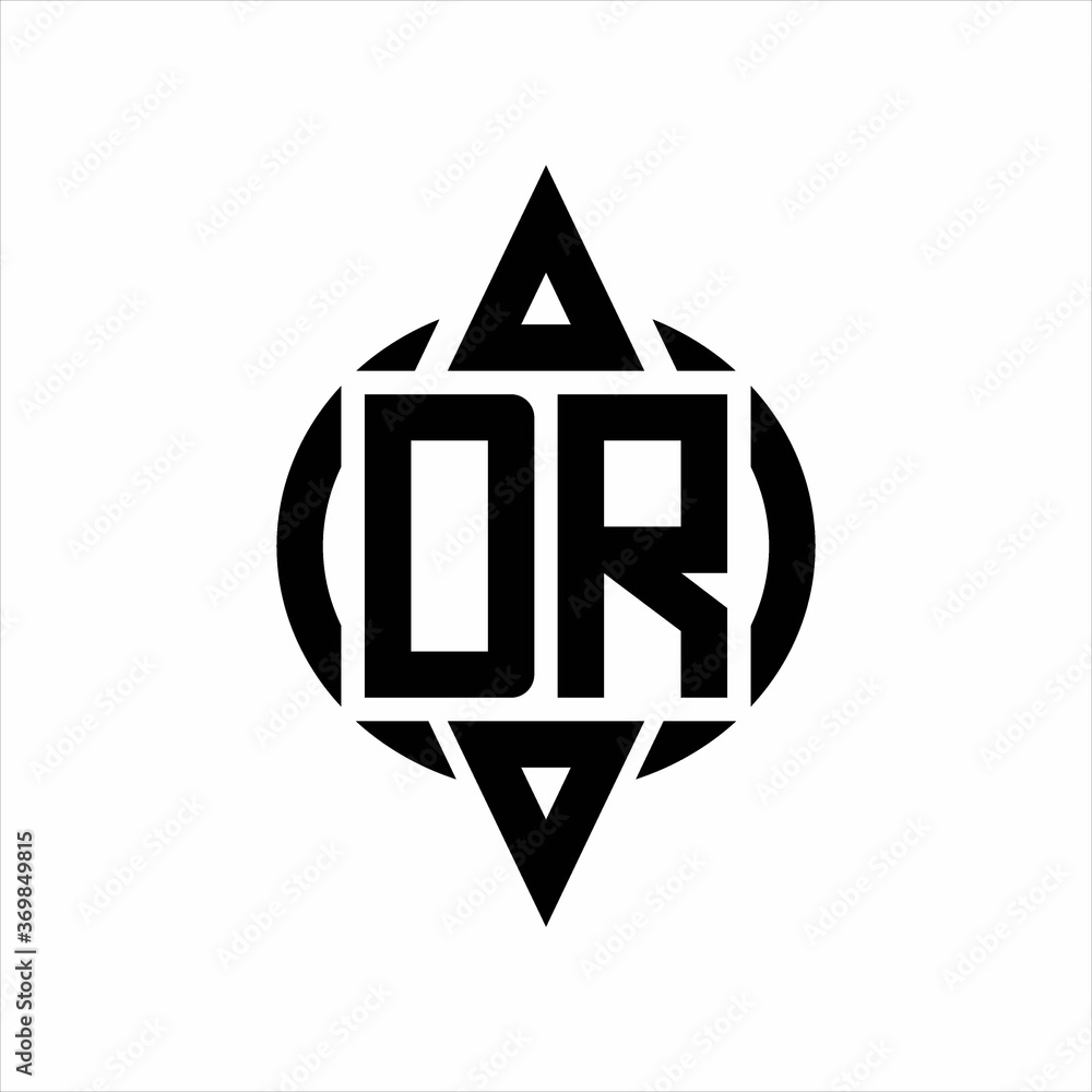 DR Logo with circle rounded combine triangle top and bottom side design template DR Logo with circle rounded combine triangle top and bottom side design template