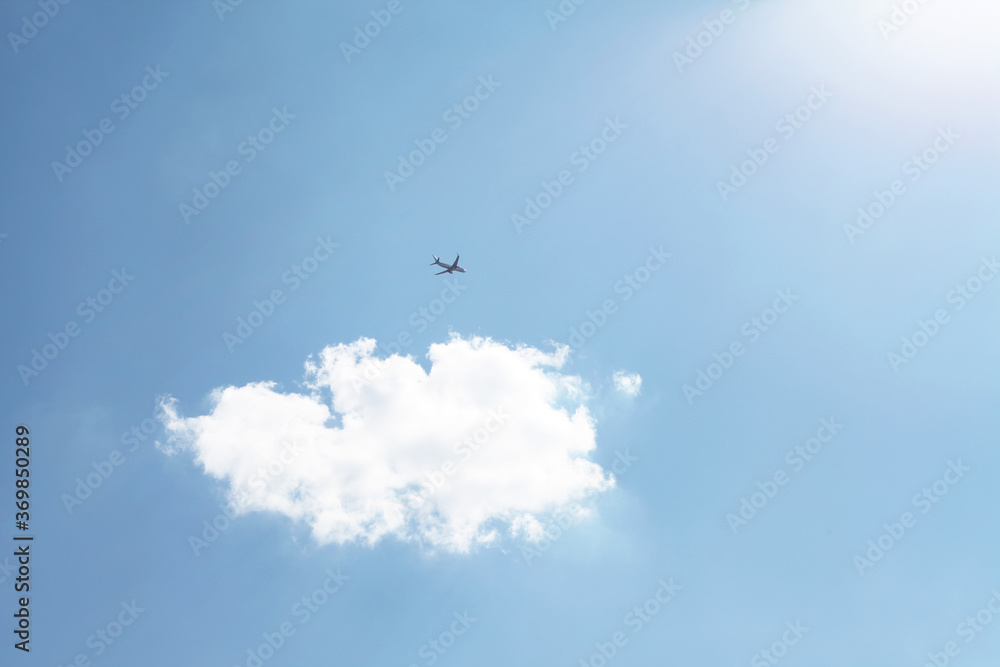 Airplane and blue sky