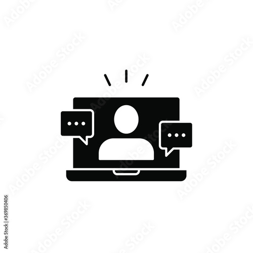 Webinar, online meeting education. Online education resources. Virtual learning course. Teacher talking on Video player class streaming. Solid Vector illustration. Design on white background. EPS 10