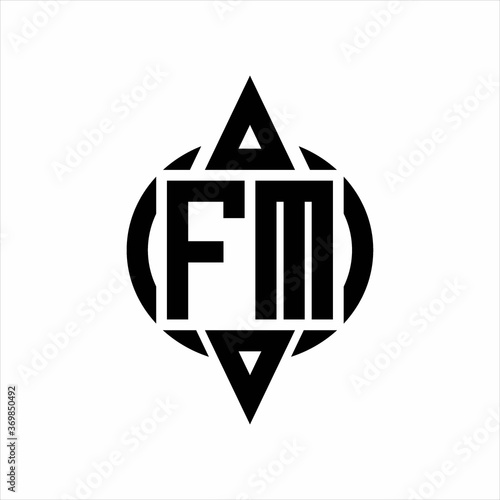 FM Logo with circle rounded combine triangle top and bottom side design template