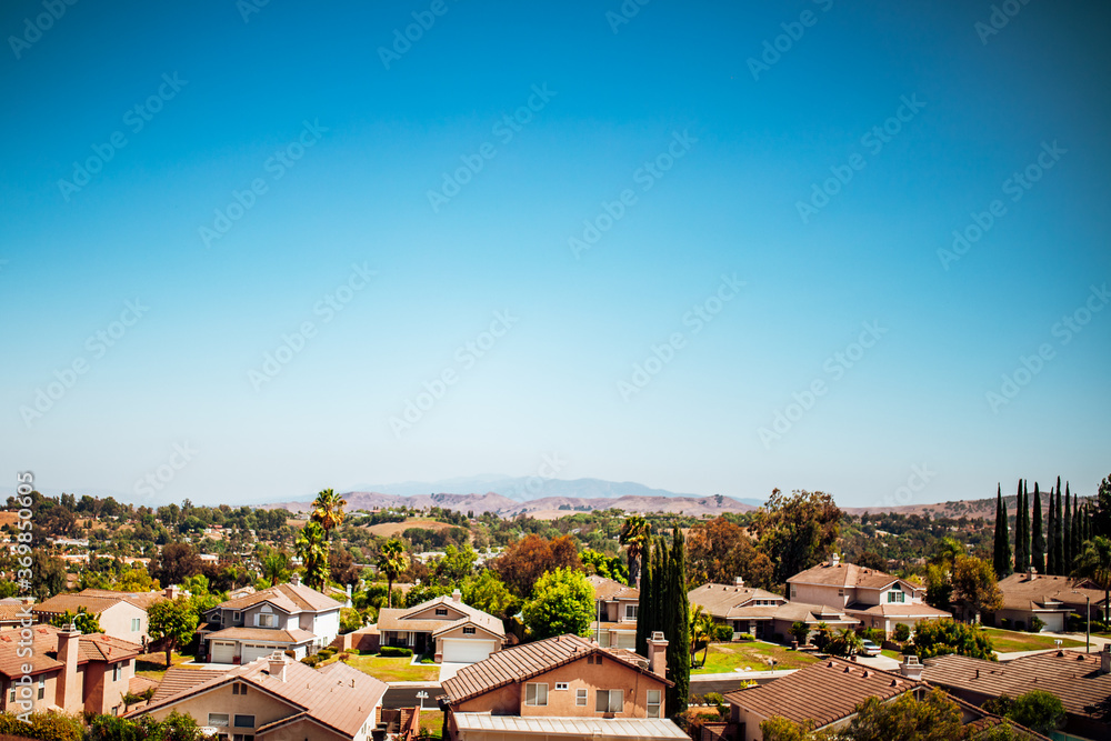 Suburb sky view from hilltop