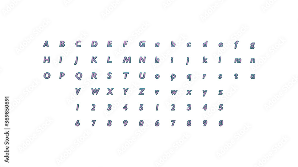 3D alphabets and numbers with matching perspectives on each side for building words with detailed calligraphy on a white background 3D alphabets and numbers with matching perspectives on each side for building words with detailed calligraphy on a white background