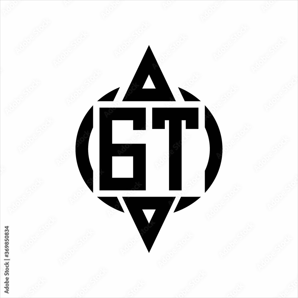 GT Logo with circle rounded combine triangle top and bottom side design template GT Logo with circle rounded combine triangle top and bottom side design template