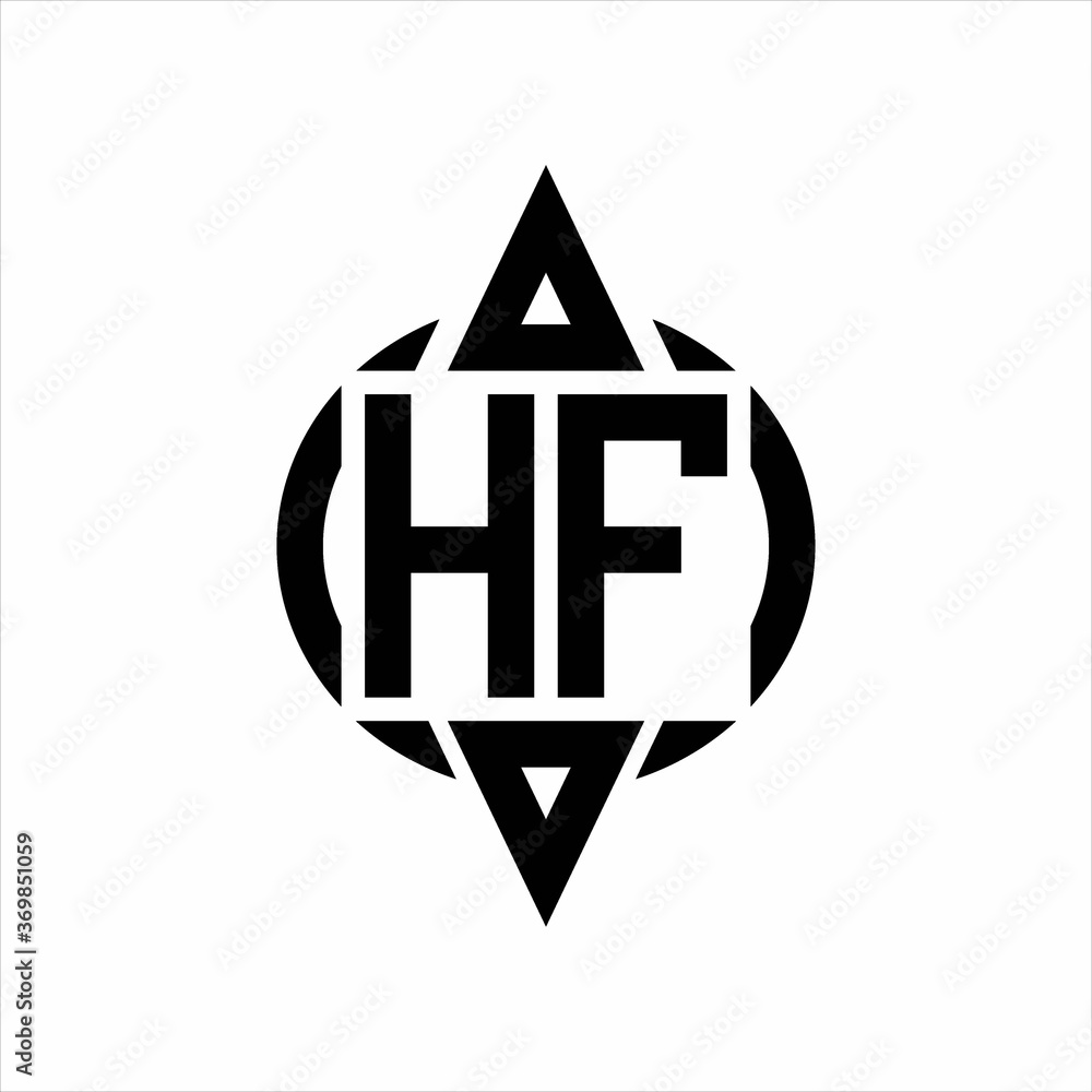 HF Logo with circle rounded combine triangle top and bottom side design template HF Logo with circle rounded combine triangle top and bottom side design template