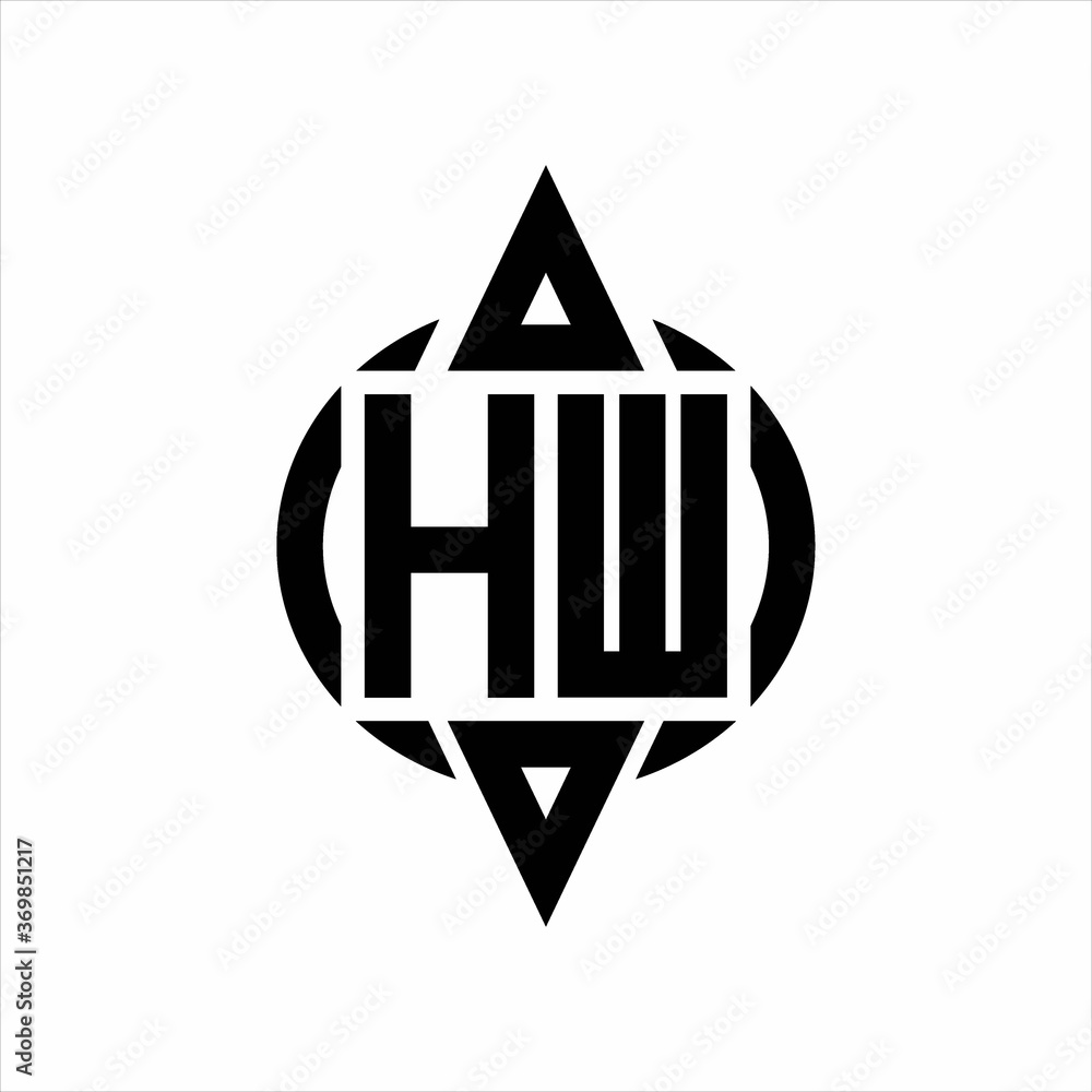 HW Logo with circle rounded combine triangle top and bottom side design template HW Logo with circle rounded combine triangle top and bottom side design template