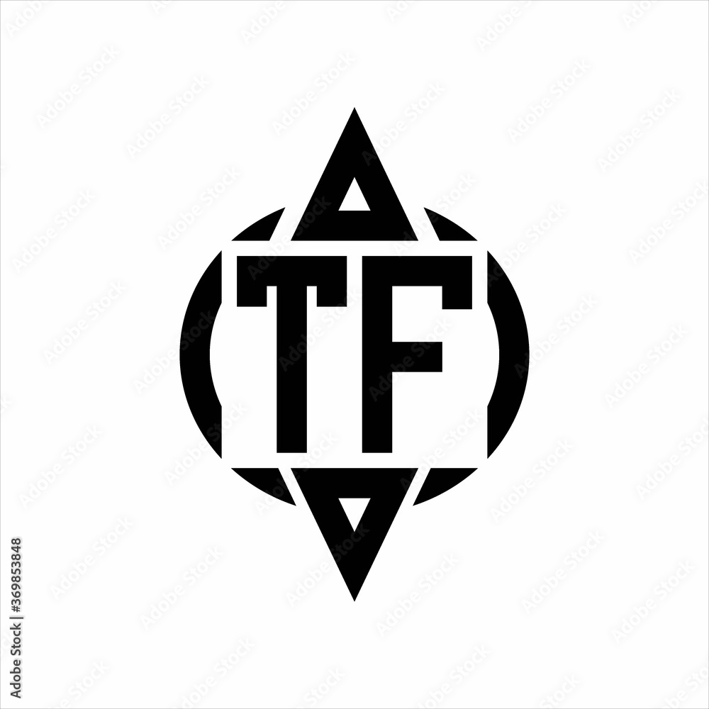 TF Logo with circle rounded combine triangle top and bottom side design template on white background TF Logo with circle rounded combine triangle top and bottom side design template on white background