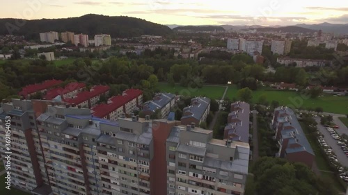 4k drone over the skyscrapers in Urban Ljubljana photo