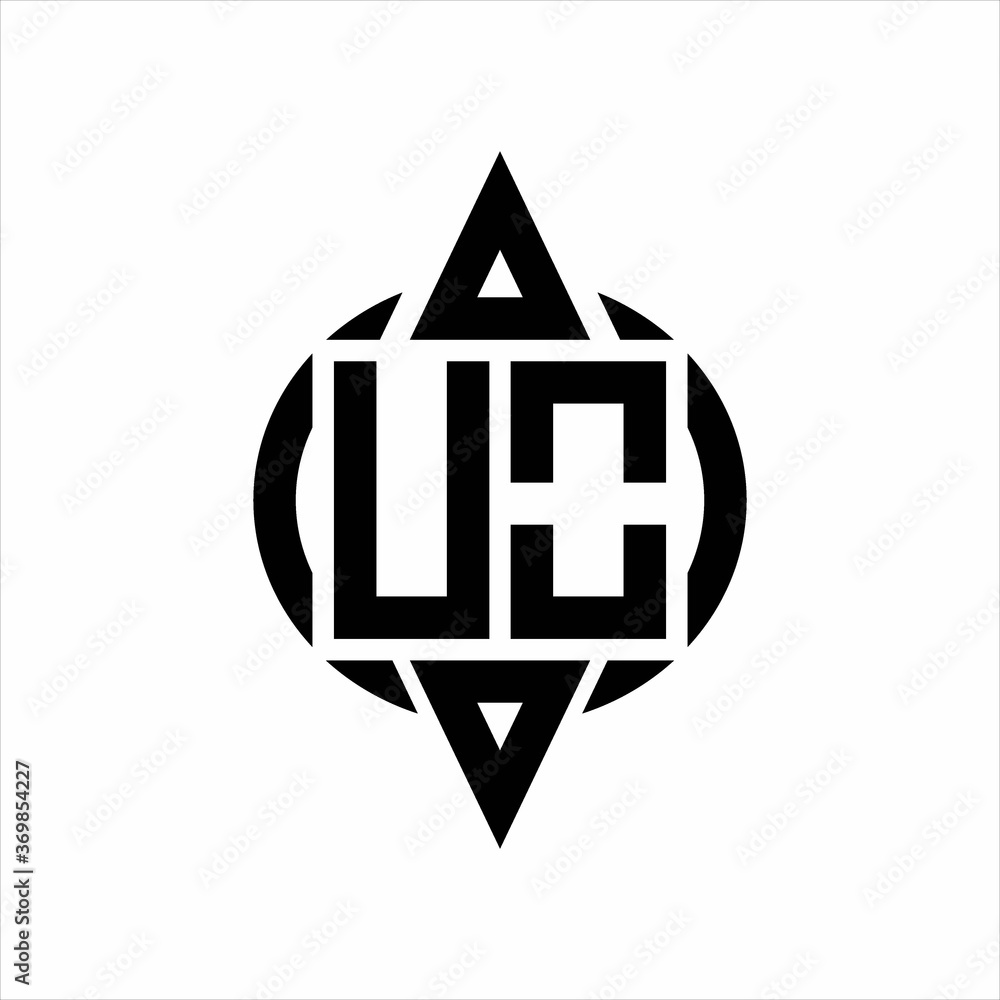 UO Logo with circle rounded combine triangle top and bottom side design template on white background UO Logo with circle rounded combine triangle top and bottom side design template on white background