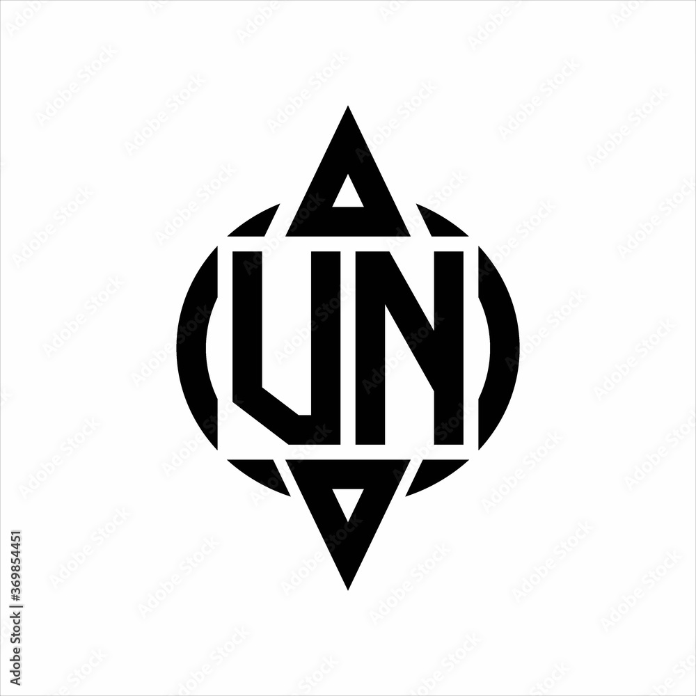 VN Logo with circle rounded combine triangle top and bottom side design template on white background VN Logo with circle rounded combine triangle top and bottom side design template on white background