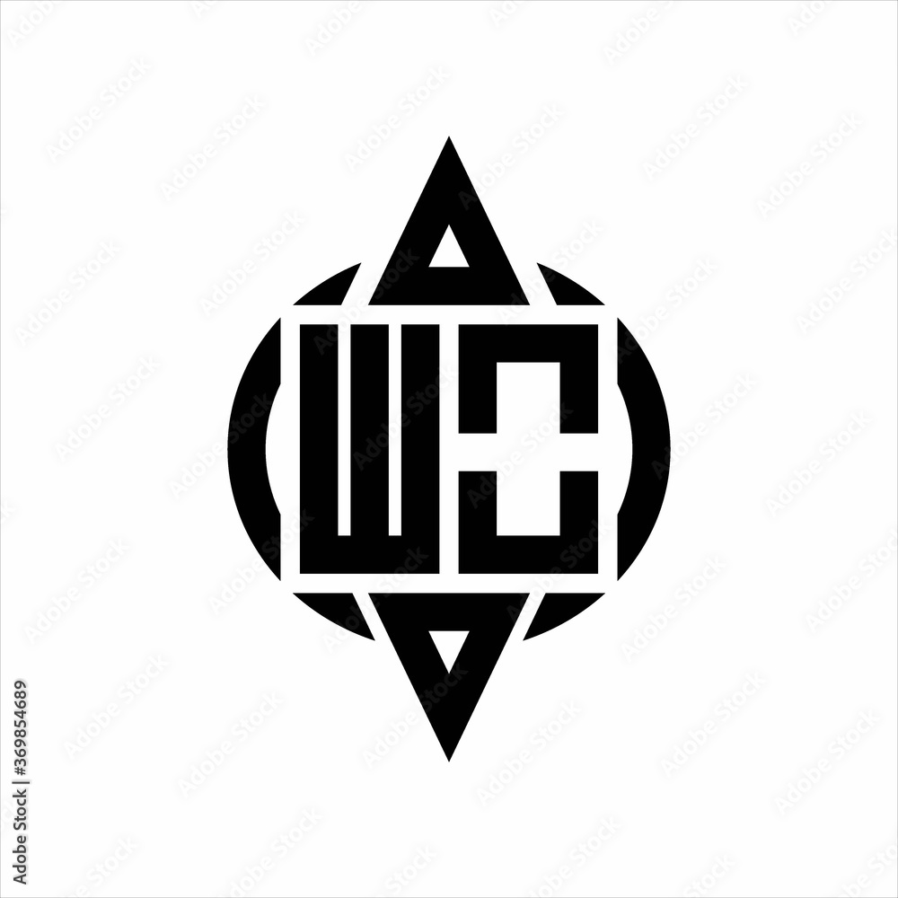 WO Logo with circle rounded combine triangle top and bottom side design template on white background WO Logo with circle rounded combine triangle top and bottom side design template on white background