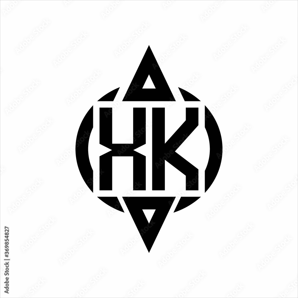 XK Logo with circle rounded combine triangle top and bottom side design template on white background XK Logo with circle rounded combine triangle top and bottom side design template on white background