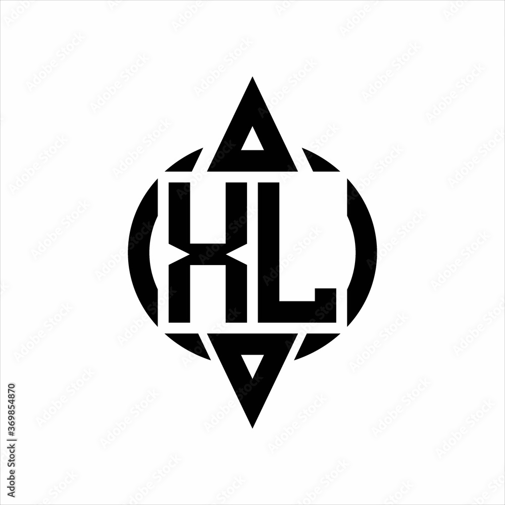 XL Logo with circle rounded combine triangle top and bottom side design template on white background XL Logo with circle rounded combine triangle top and bottom side design template on white background