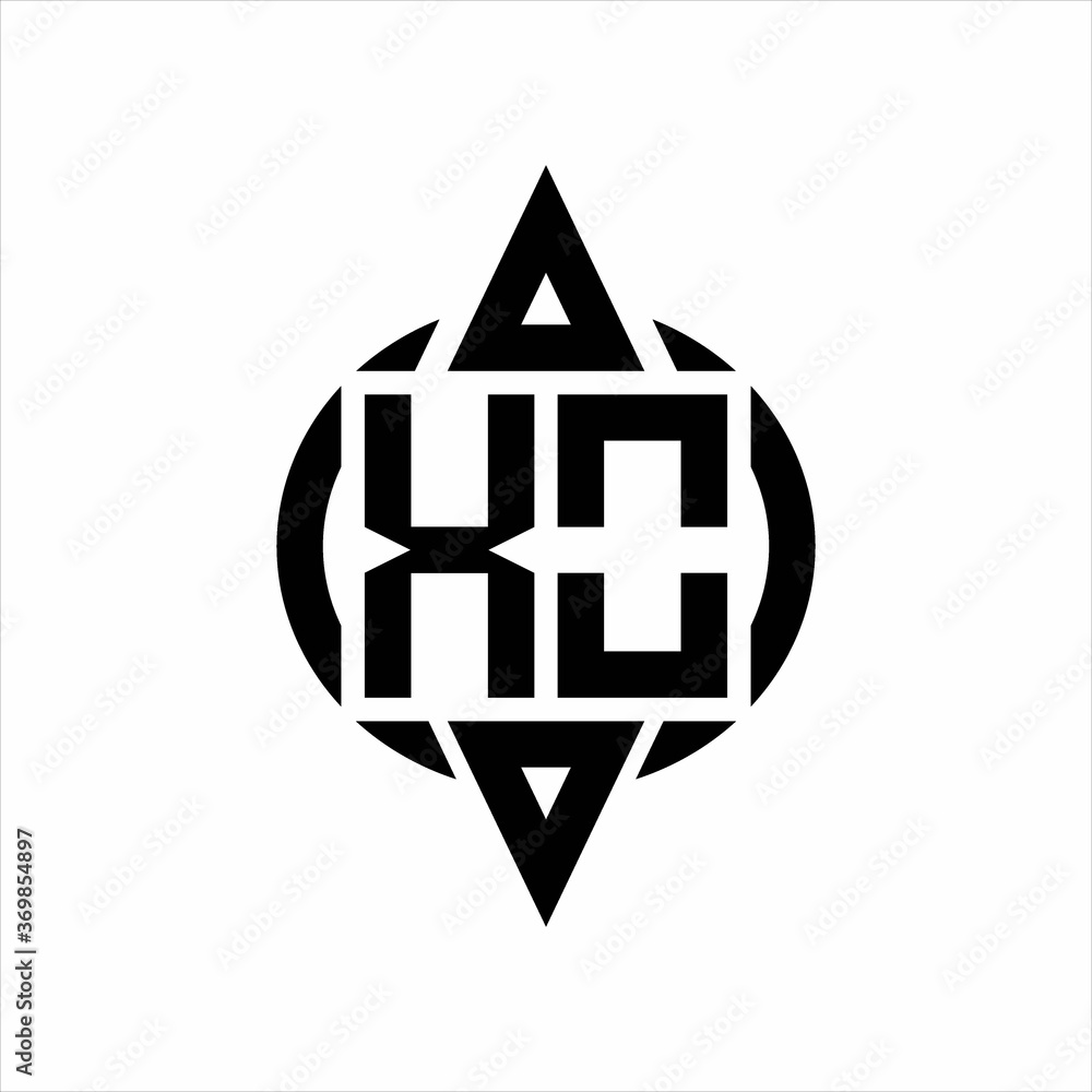 XO Logo with circle rounded combine triangle top and bottom side design template on white background XO Logo with circle rounded combine triangle top and bottom side design template on white background