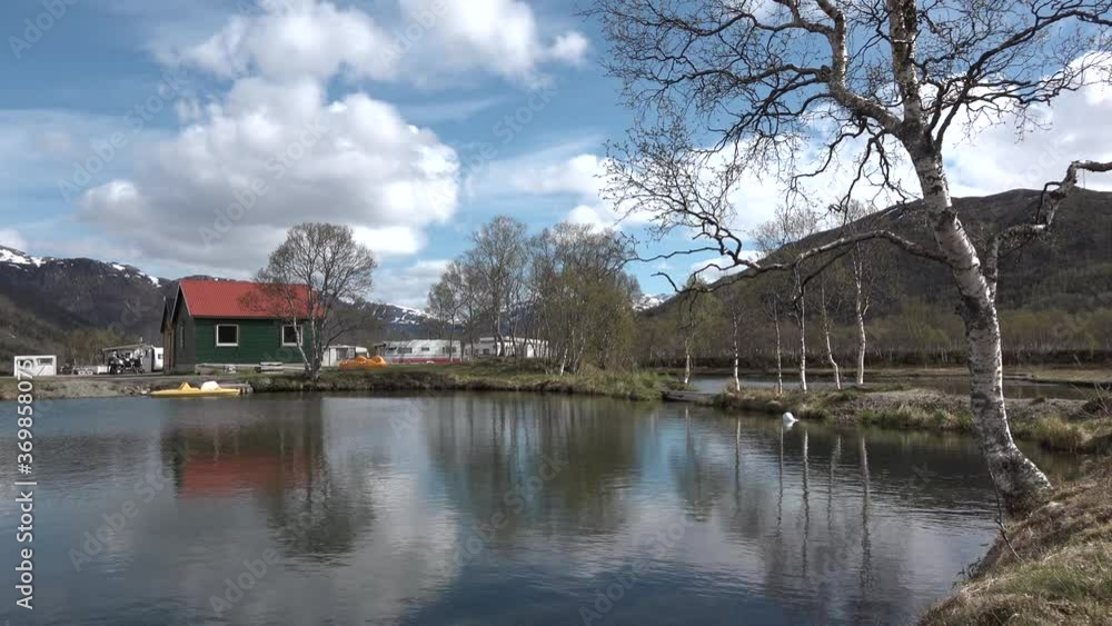 Norway. Lofoten Islands. Camping on the lake. Norway. Lofoten Islands. Camping on the lake.