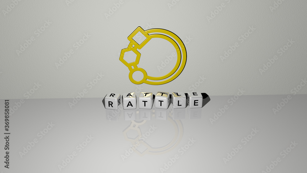 3D representation of RATTLE with icon on the wall and text arranged by
