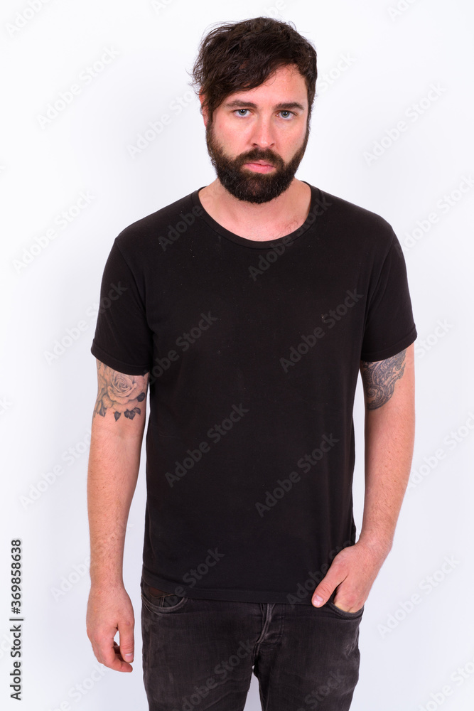 Obraz premium Portrait of handsome bearded man against white background