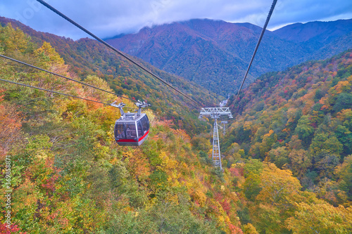 群馬県みなかみの紅葉の谷川岳ロープウェイ photo