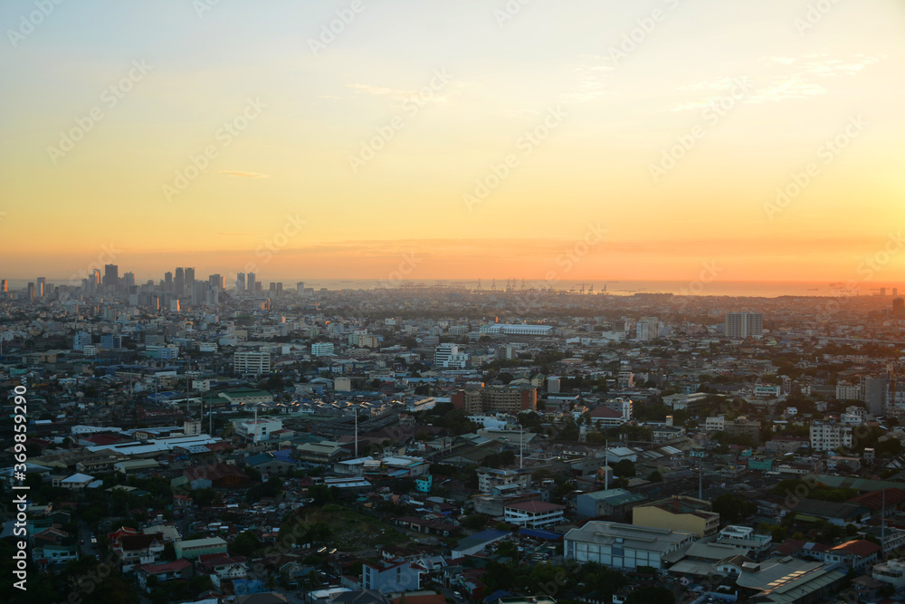 Fototapeta premium Quezon city overview during afternoon sunset in Quezon City, Philippines