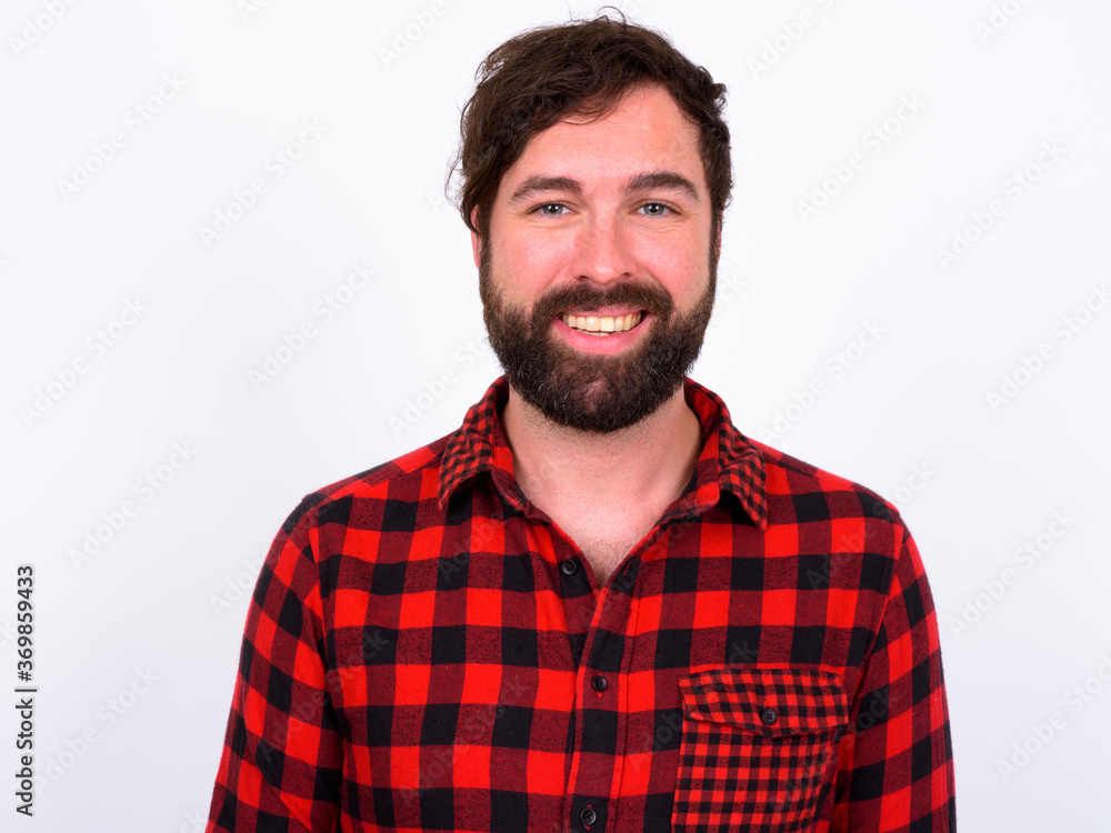 Portrait of happy handsome bearded hipster man Portrait of happy handsome bearded hipster man