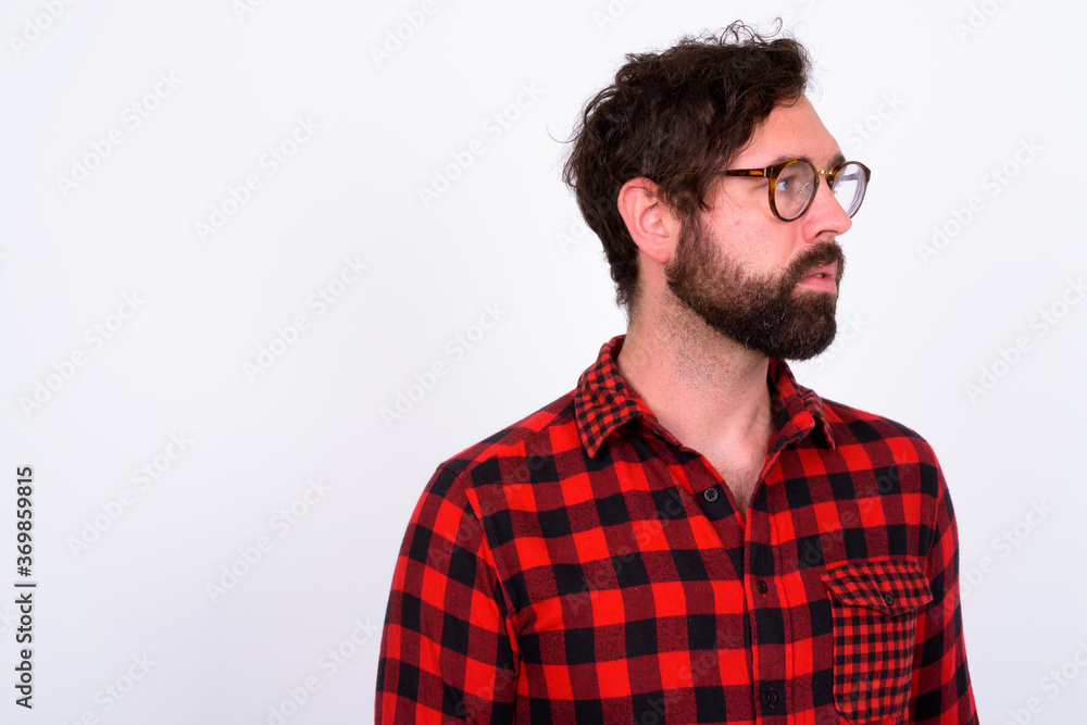 Portrait of handsome bearded hipster man with eyeglasses Portrait of handsome bearded hipster man with eyeglasses