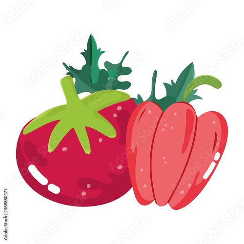 food ingredients menu fresh cartoon vegetables tomato and pepper