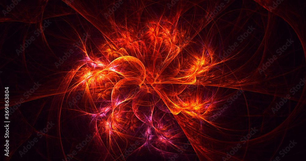 Obraz premium 3D rendering abstract red fractal light background