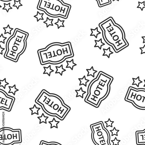 Hotel 3 stars sign icon in flat style. Inn vector illustration on white isolated background. Hostel room information seamless pattern business concept.