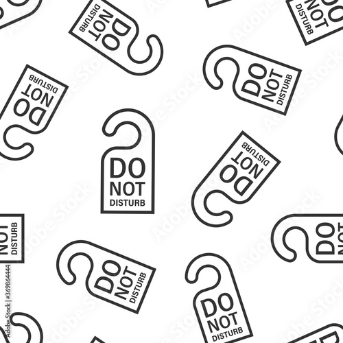 Do not disturb hotel sign icon in flat style. Inn vector illustration on white isolated background. Hostel clean room seamless pattern business concept.