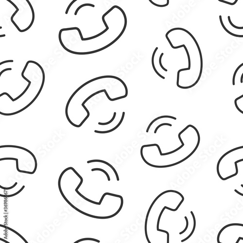 Mobile phone icon in flat style. Telephone talk vector illustration on white isolated background. Hotline contact seamless pattern business concept.