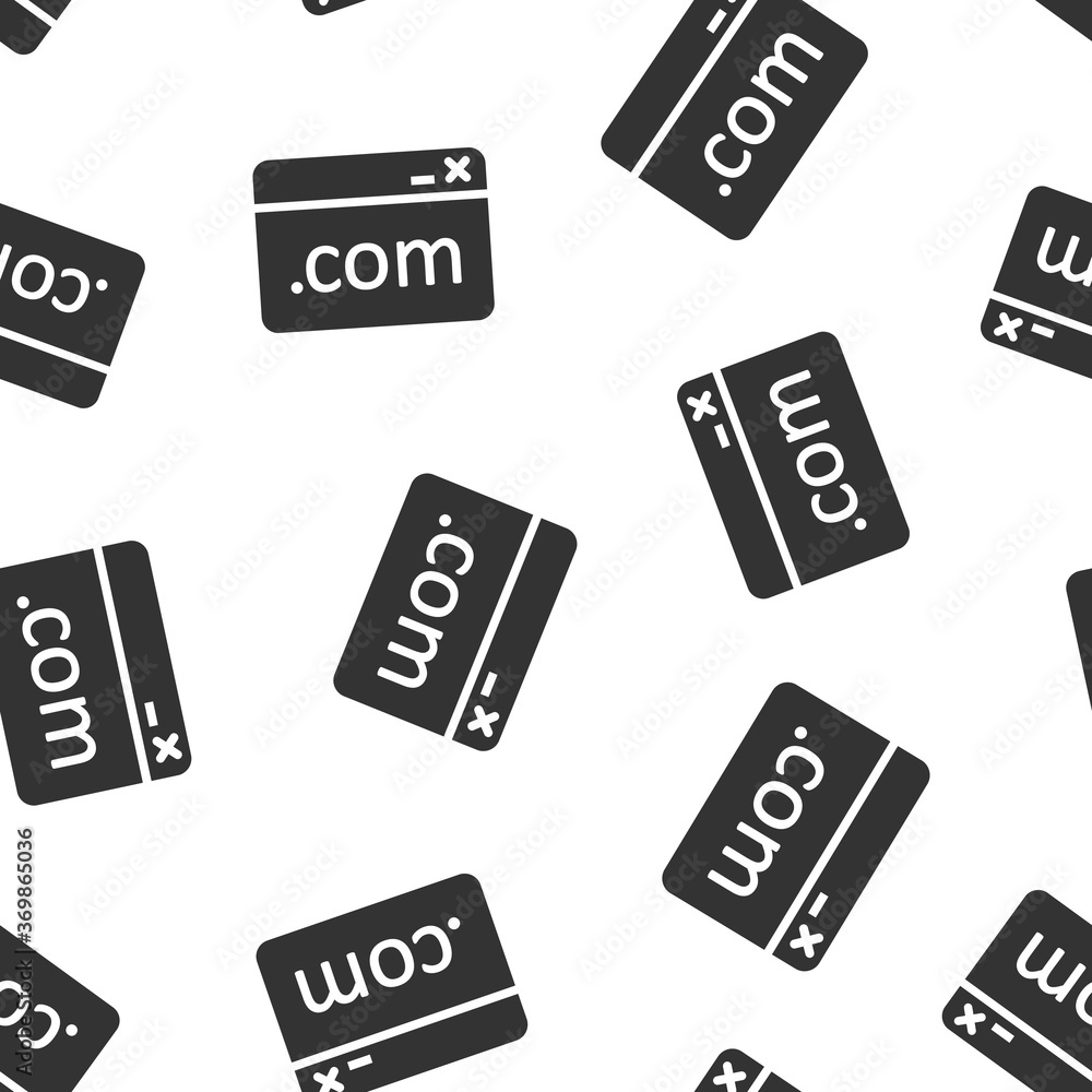 Website domain icon in flat style. Com internet address vector illustration on white isolated background. Server seamless pattern business concept. Website domain icon in flat style. Com internet address vector illustration on white isolated background. Server seamless pattern business concept.