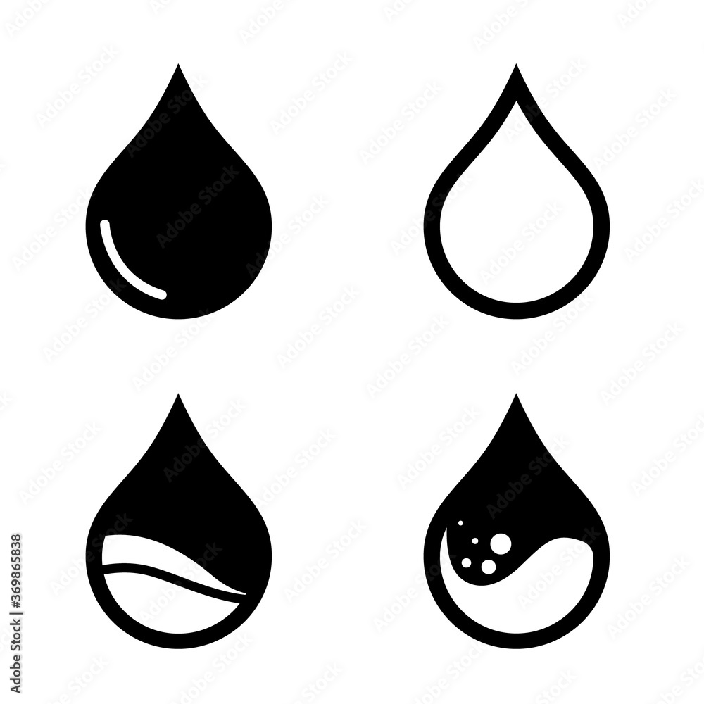 Simple iconic shapes of oil petroleum droplets Simple iconic shapes of oil petroleum droplets