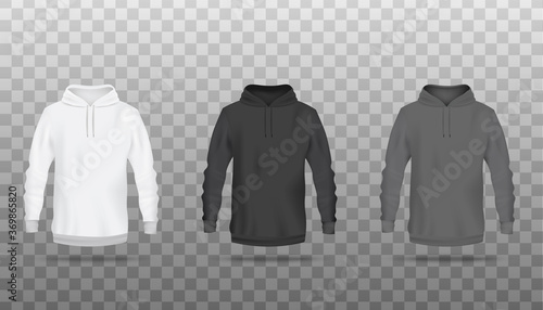 Front view sweatshirts or hoodies realistic vector mockup illustration isolated.