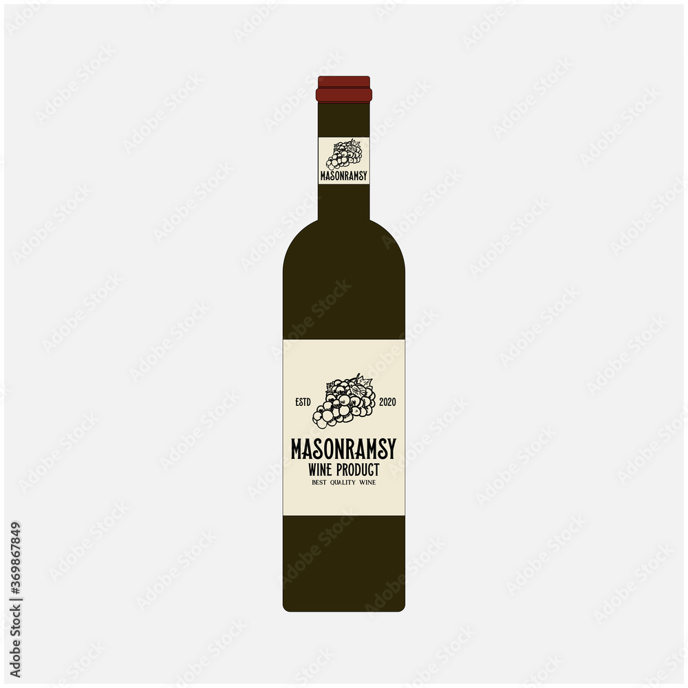 Bottle of wine styles vector illustration isolated on white background