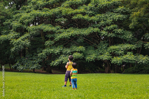 Wallpaper Mural 広場で遠くを眺める兄弟の後ろ姿 Torontodigital.ca